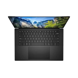 Dell Precision 5550 open with backlit keyboard and high-resolution screen