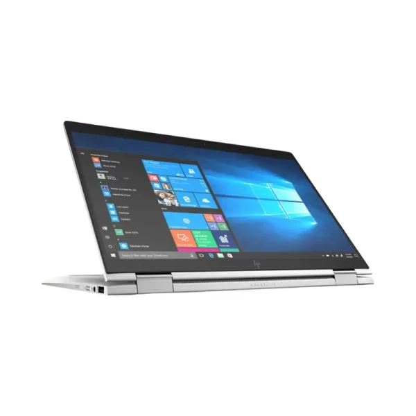 HP EliteBook 830 G6 laptop open with screen on, showing the keyboard and display