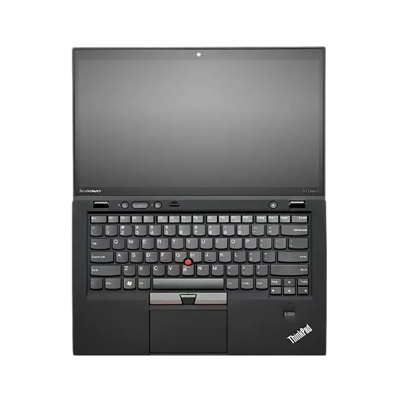 Lenovo ThinkPad X1 Carbon _ Laptop _ Intel Core i7-8550U _ 512 GB HDD _ Ram 8 GB DDR3 _ VGA Intel UHD Graphics 620 _ 14 Inch _ Windows 10 _ Touch _ from top view Lenovo ThinkPad X1 Carbon keyboard and trackpad close-up