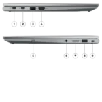 Lenovo ThinkPad X1 side view showing Thunderbolt 4 USB-C ports, HDMI 2.1, and ultra-slim bezel display