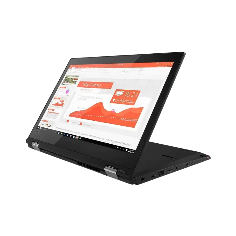 Lenovo X1 YOGA _ Laptop _ Intel Core I5-8250U _ 256GB SSD _ 8GB Ram _ Intel Iris X360 _ 14 Inch _ TOUCH _ from left side view Lenovo X1 Yoga G3 in tablet mode with touchscreen and stylus pen
