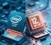 Split image of Intel 11th Gen and 12th Gen processors on circuit boards with glowing digital effects