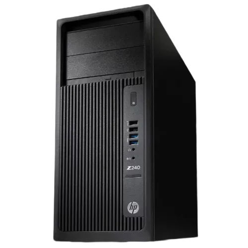 HP Z240 Tower Workstation SFF in black compact chassis – small form factor desktop with front USB ports and optical drive bay